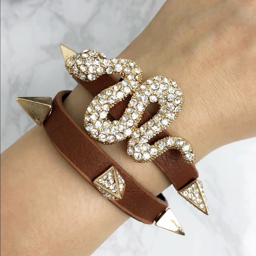 Rhinestone Snake Studded Wrap Bracelet - Picture 2 of 5